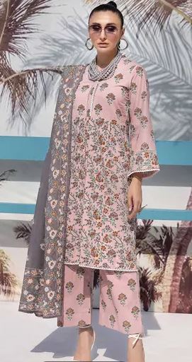 3PC Lacquer Printed Lawn Unstitched Suit